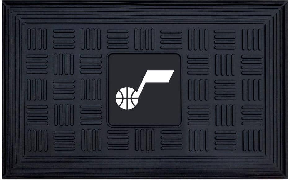 FANMATS NBA Utah Jazz Black 19 in. x 30 in. Vinyl Door Mat