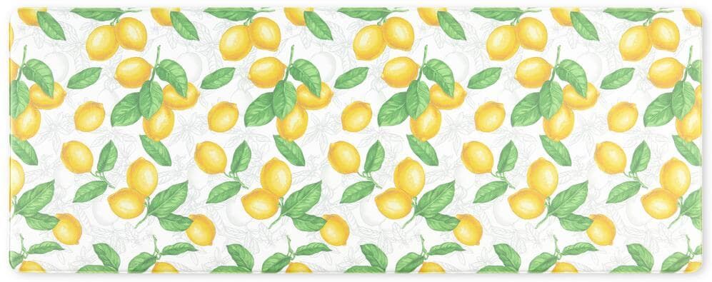 MARTHA STEWART Bloomfield Lots Of Lemons White/Yellow 18 in. x 48 in. Anti-Fatigue Kitchen Mat