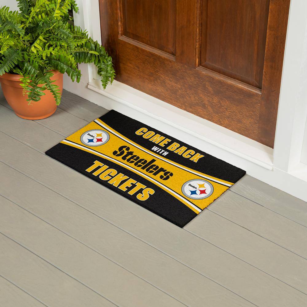 Evergreen Pittsburgh Steelers 28 in. x 16 in. PVC "Come Back With Tickets" Trapper Door Mat