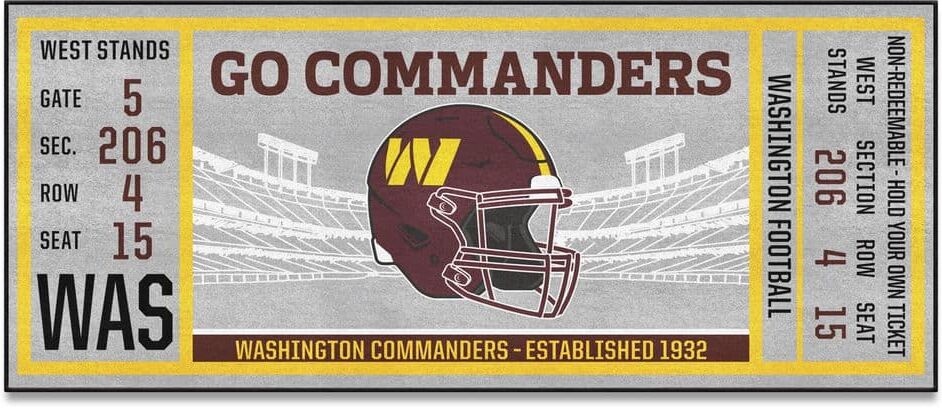 FANMATS NFL - Washington Commanders 30 in. x 72 in. Indoor Ticket Runner Rug