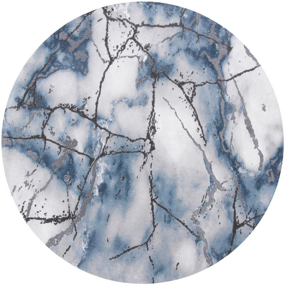 SAFAVIEH Craft Gray/Blue 8 ft. x 8 ft. Round Distressed Abstract Area Rug