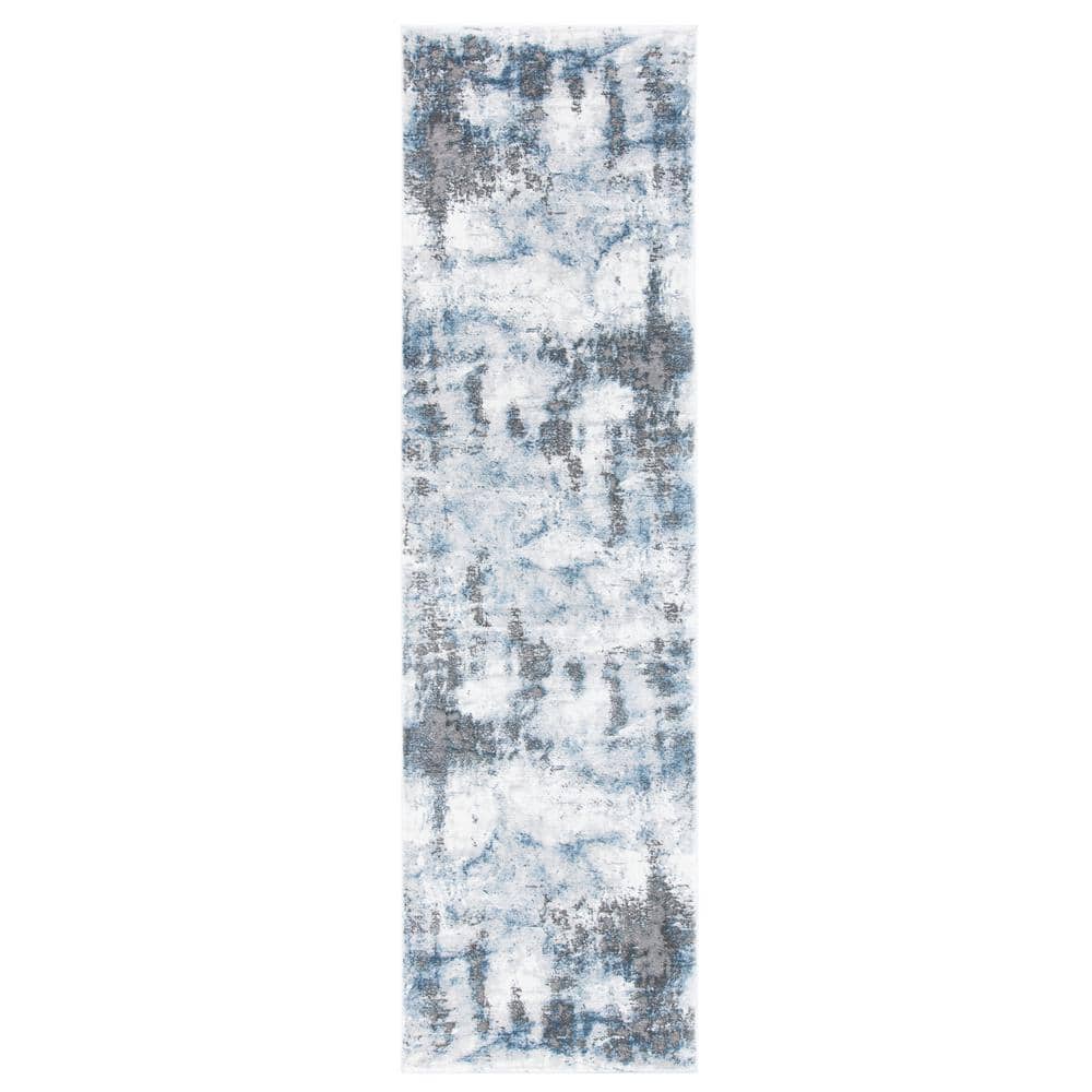SAFAVIEH Craft Gray/Blue 2 ft. x 8 ft. Distressed Abstract Runner Rug