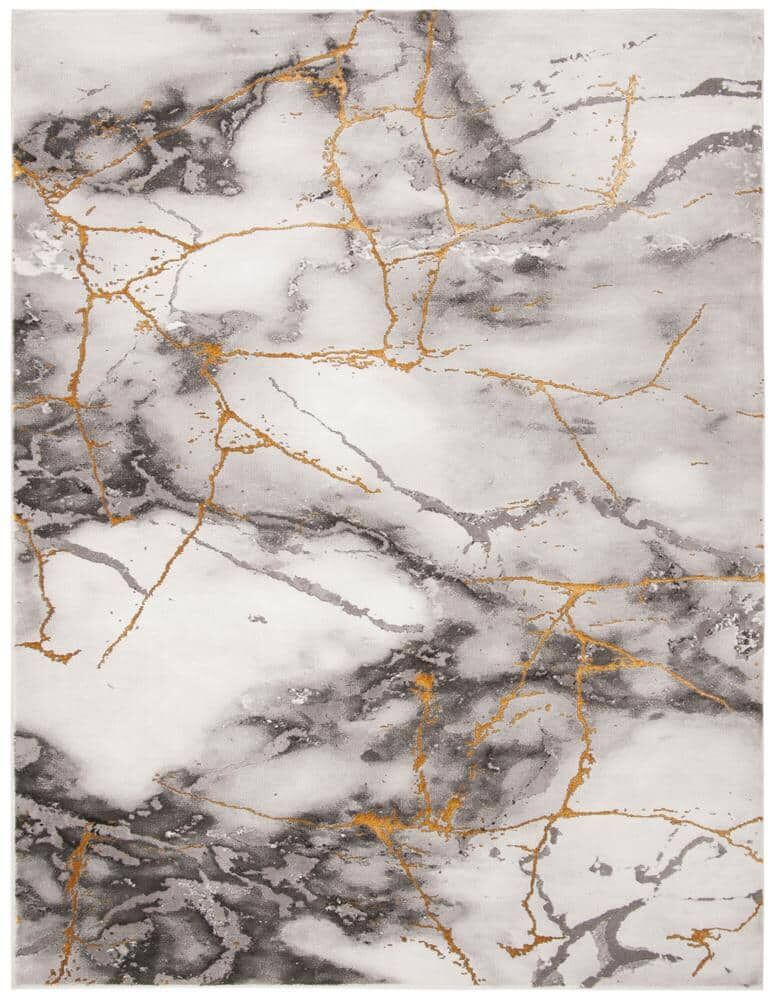 SAFAVIEH Craft Gray/Gold 11 ft. x 15 ft. Distressed Abstract Area Rug