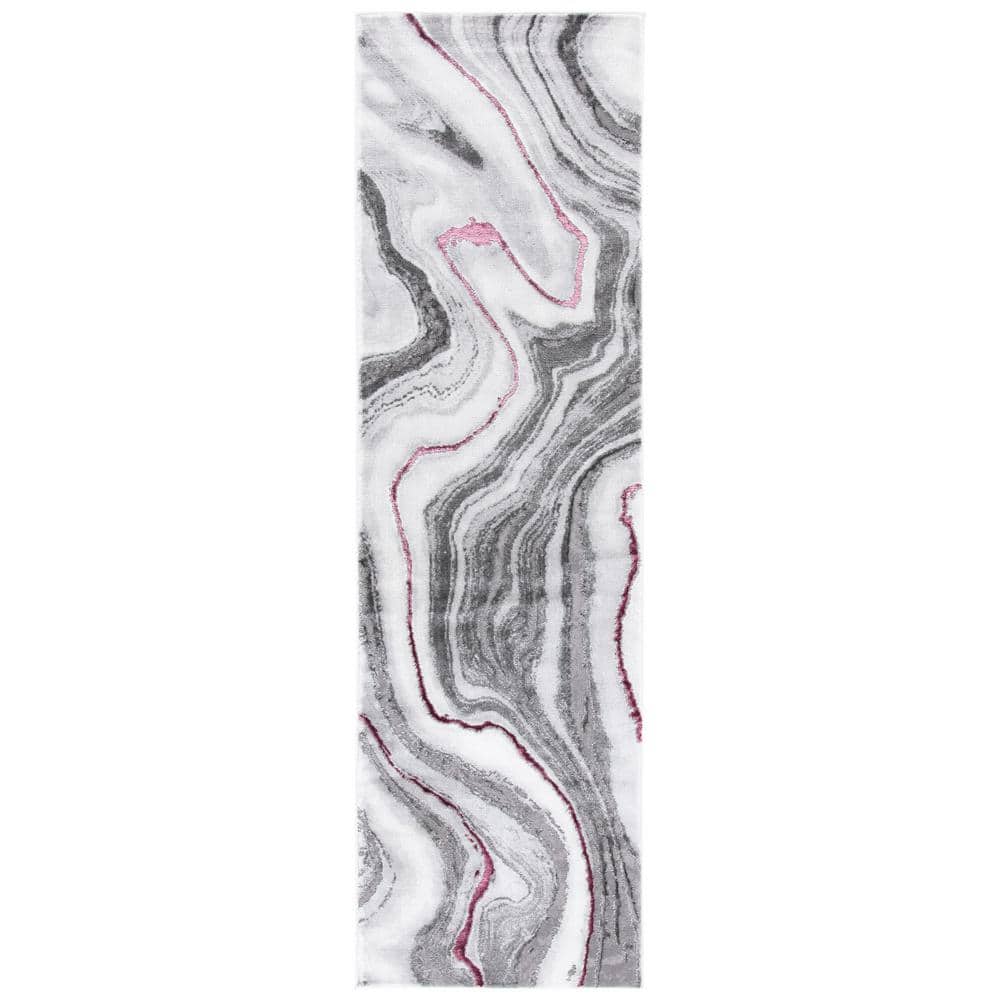 SAFAVIEH Craft Gray/Wine 2 ft. x 12 ft. Marbled Abstract Runner Rug