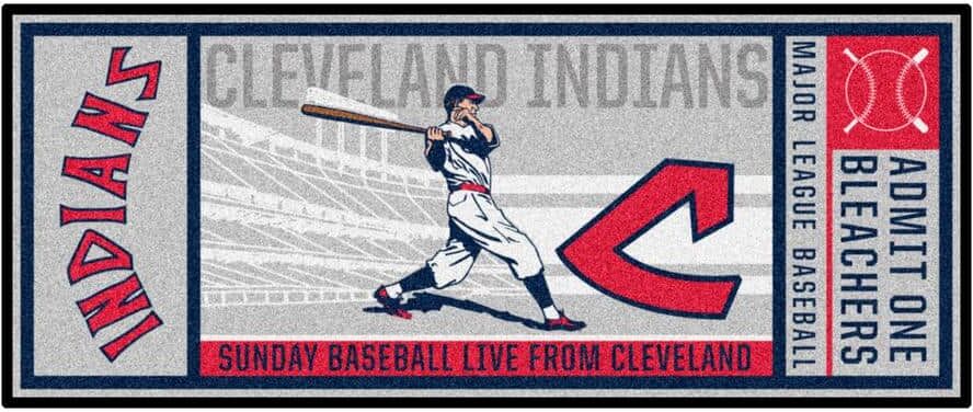 FANMATS Cleveland Indians Gray 2 ft. 6 in. x 6 ft. Ticket Runner Area Rug