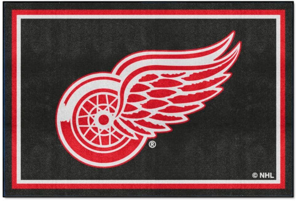 FANMATS Detroit Red Wings Black 5 ft. x 8 ft. Plush Area Rug