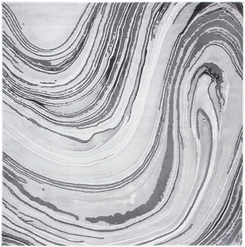 SAFAVIEH Craft Gray 7 ft. x 7 ft. Marbled Abstract Square Area Rug