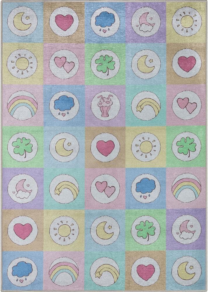 Well Woven Care Bears Baby Badges Multi 6 ft. x 9 ft. Area Rug