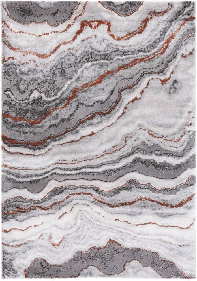 SAFAVIEH Craft Gray/Brown 3 ft. x 5 ft. Marbled Abstract Area Rug