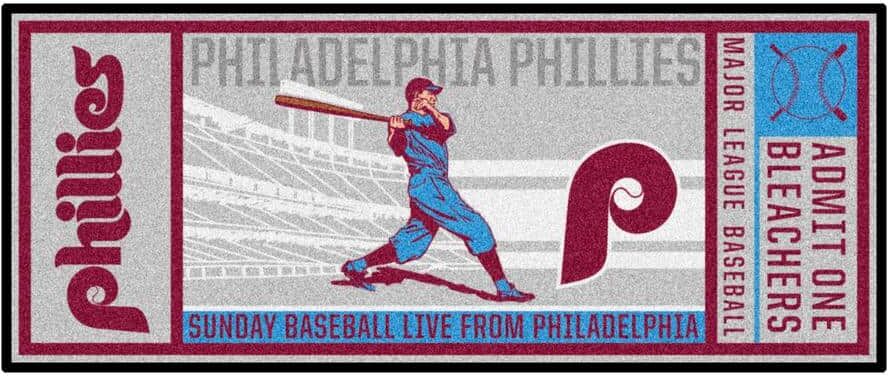 FANMATS Philadelphia Phillies Gray 2 ft. 6 in. x 6 ft. Ticket Runner Rug