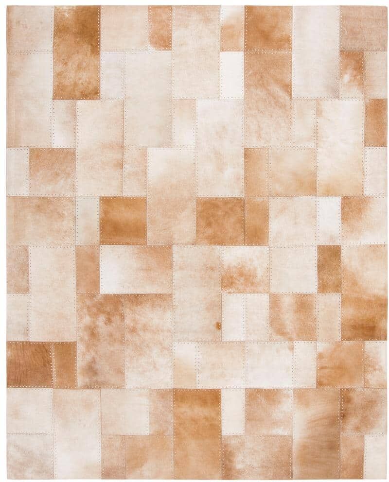 SAFAVIEH Studio Leather Beige 8 ft. x 10 ft. Plaid Solid Color Area Rug