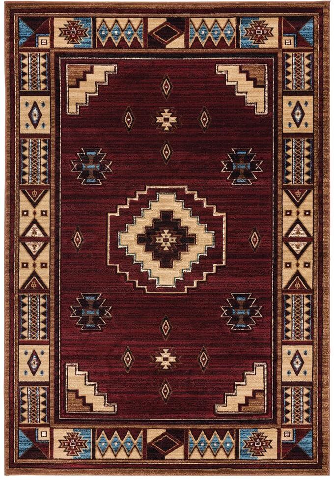 United Cottage Pelican Park Burgundy 5 ft. 3 in. x 7 ft. 6 in. Area Rug