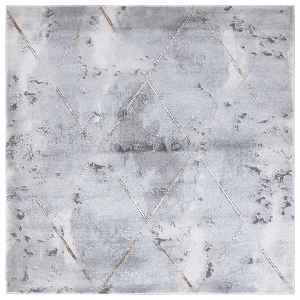 SAFAVIEH Craft Gray/Brown 7 ft. x 7 ft. Diamond Marble Square Area Rug