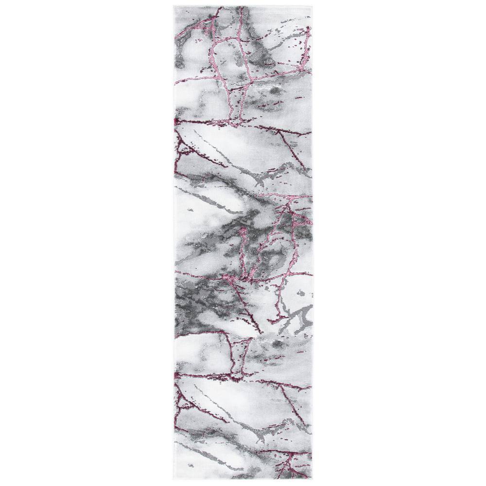 SAFAVIEH Craft Gray/Wine 2 ft. x 8 ft. Distressed Abstract Runner Rug