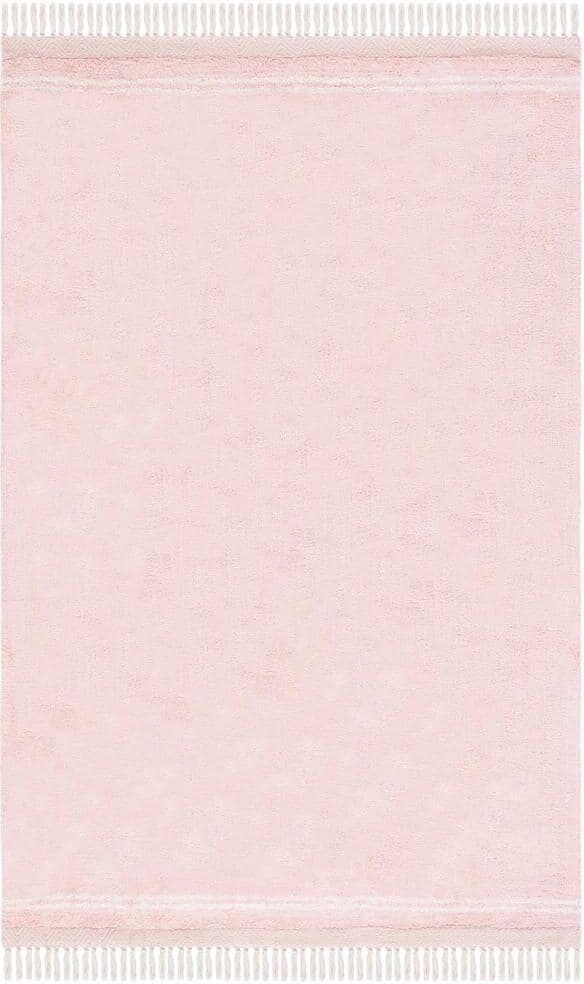 SAFAVIEH Easy Care Pink/Ivory 8 ft. x 10 ft. Machine Washable Border Solid Color Area Rug