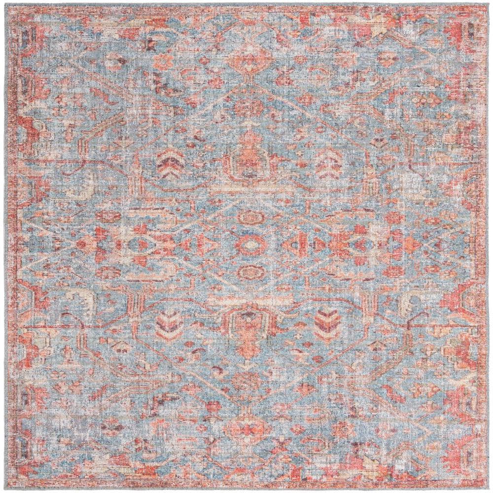 Unique Nostalgia Olivia Antique Blue 8 ft. Square Machine Washable Area Rug