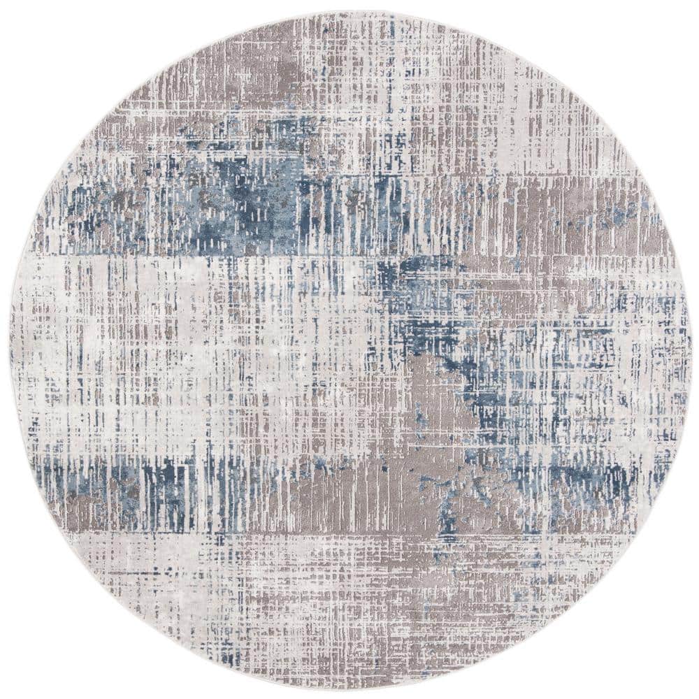 SAFAVIEH Craft Gray/Blue 7 ft. x 7 ft. Round Abstract Area Rug