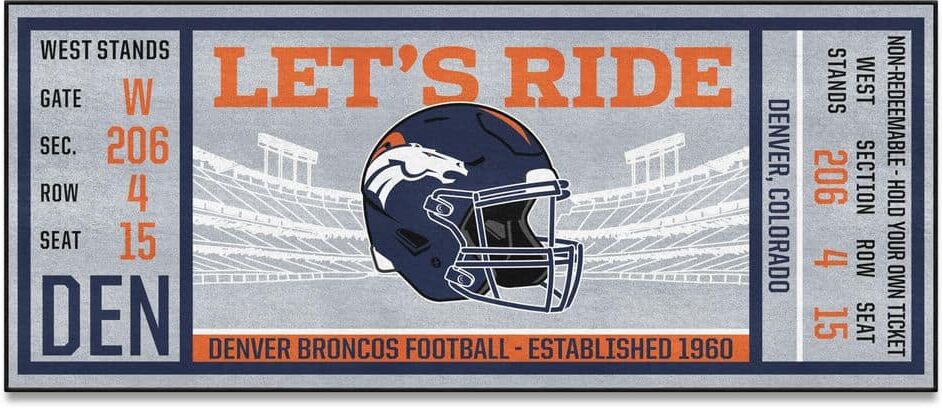 FANMATS NFL - Denver Broncos 30 in. x 72 in. Indoor Ticket Runner Rug