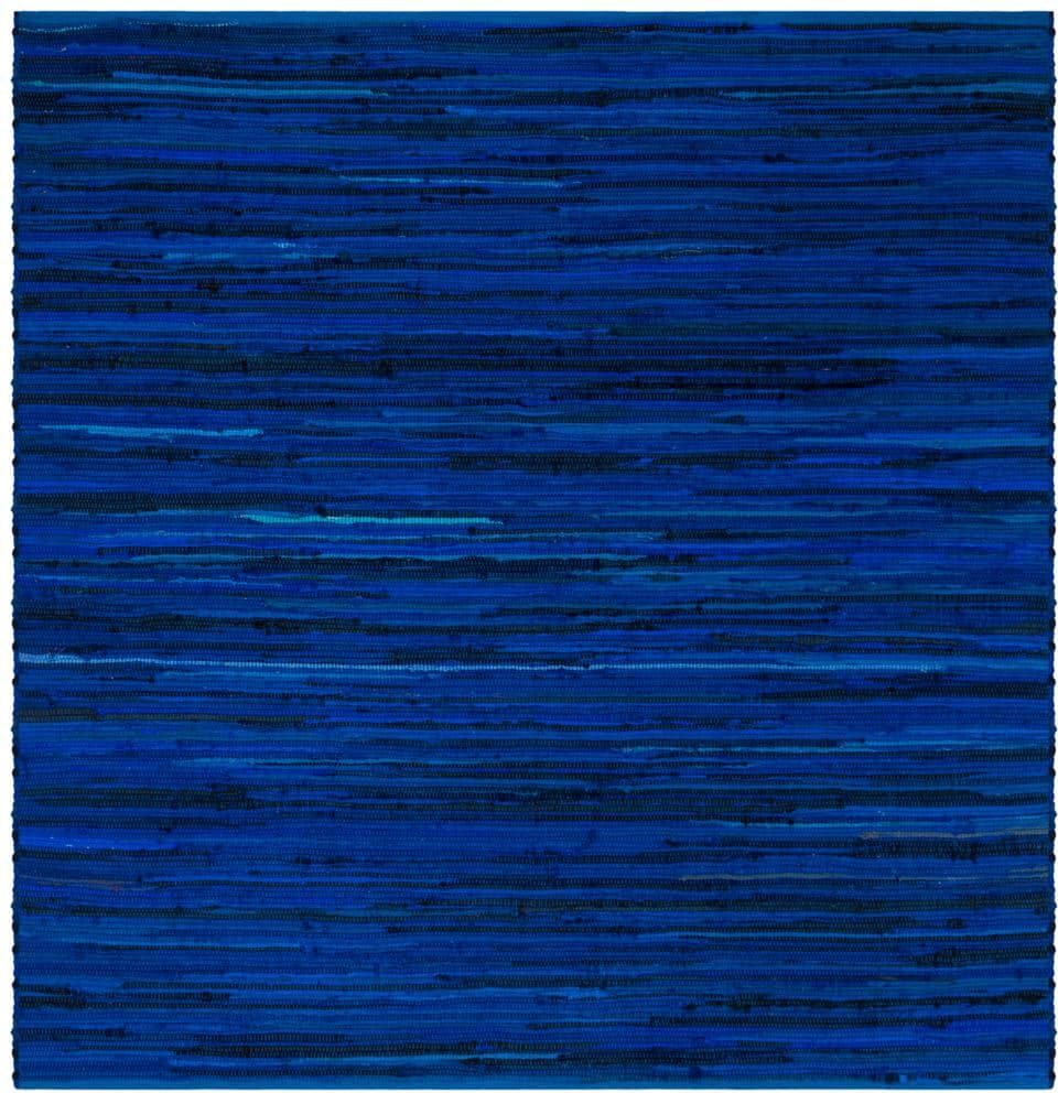 SAFAVIEH Rag Rug Blue/Multi 6 ft. x 6 ft. Square Gradient Striped Area Rug