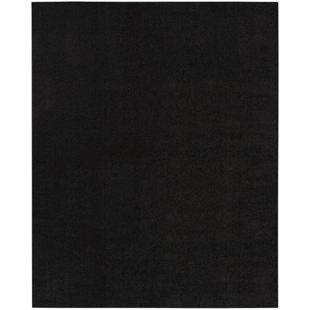Nourison Essentials 8 ft. x 10 ft. Black Solid Contemporary Indoor/Outdoor Patio Area Rug