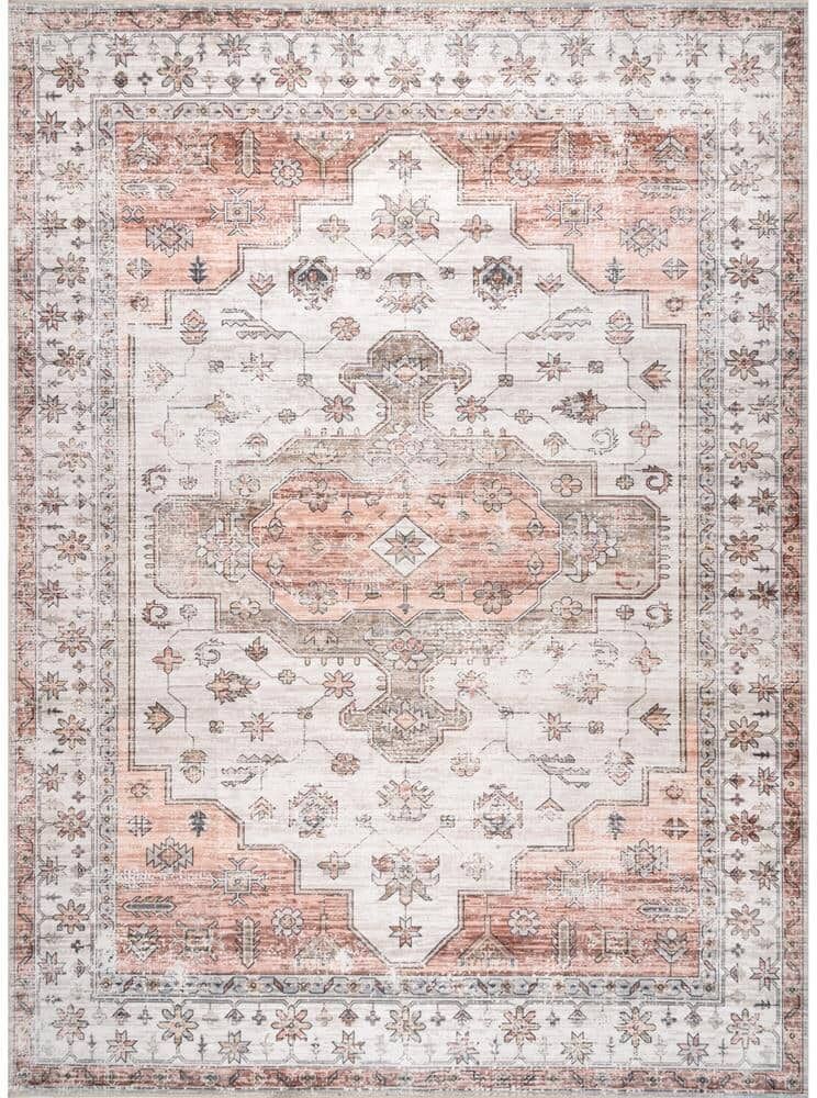 nuLOOM Banks Machine Washable Beige 2 ft. x 8 ft. Persian Runner Rug