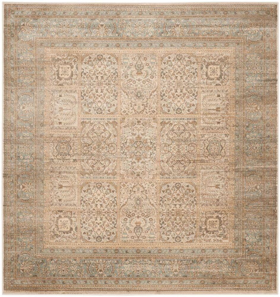 SAFAVIEH Vintage Ivory/Light Blue 7 ft. x 7 ft. Square Distressed Antique Area Rug