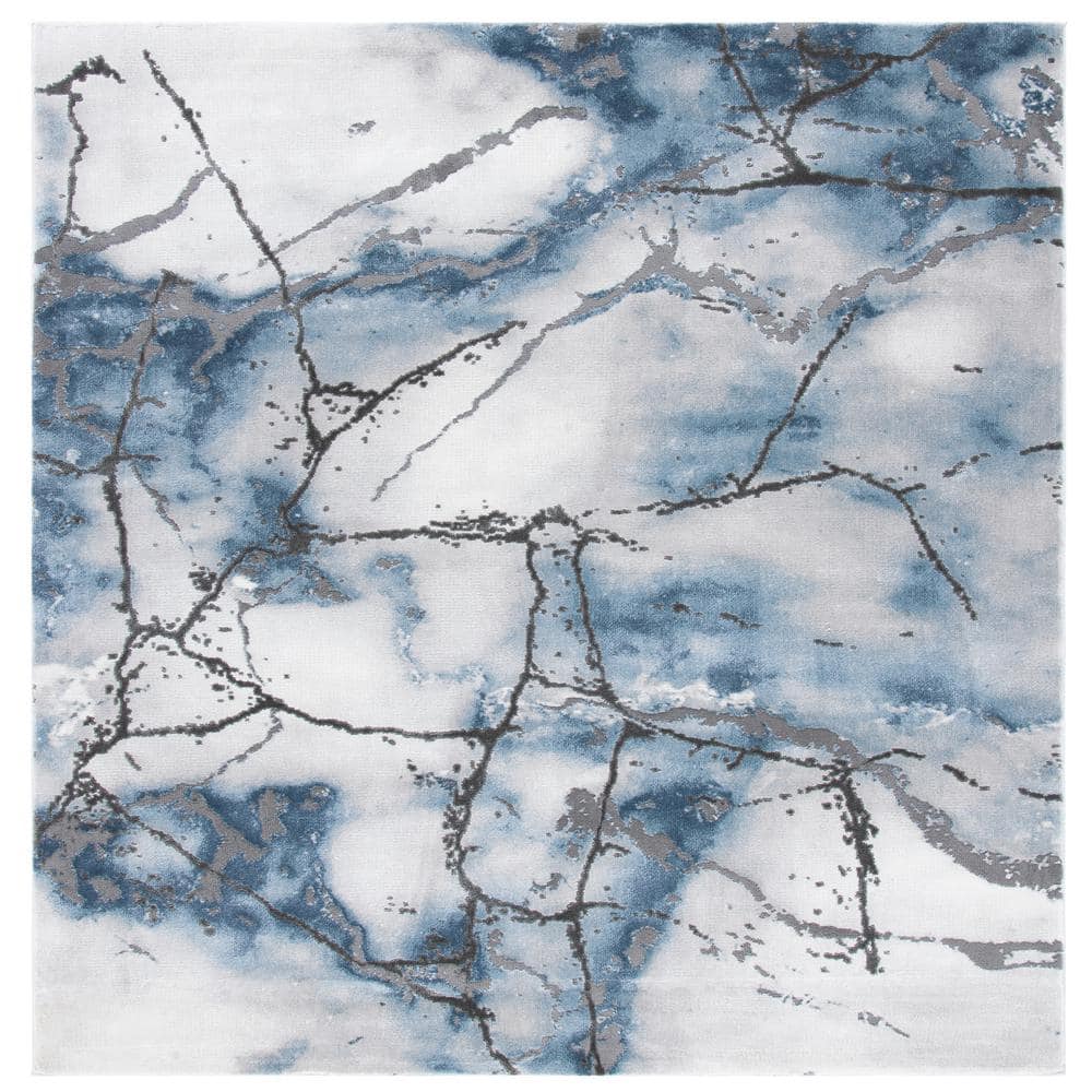 SAFAVIEH Craft Gray/Blue 10 ft. x 10 ft. Square Distressed Abstract Area Rug