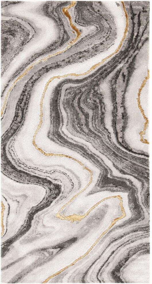 SAFAVIEH Craft Gray/Gold 2 ft. x 4 ft. Marbled Abstract Area Rug