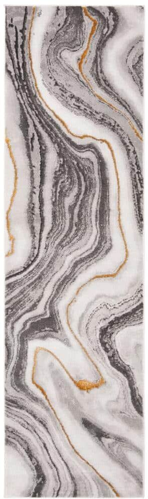 SAFAVIEH Craft Gray/Gold 2 ft. x 10 ft. Marbled Abstract Runner Rug