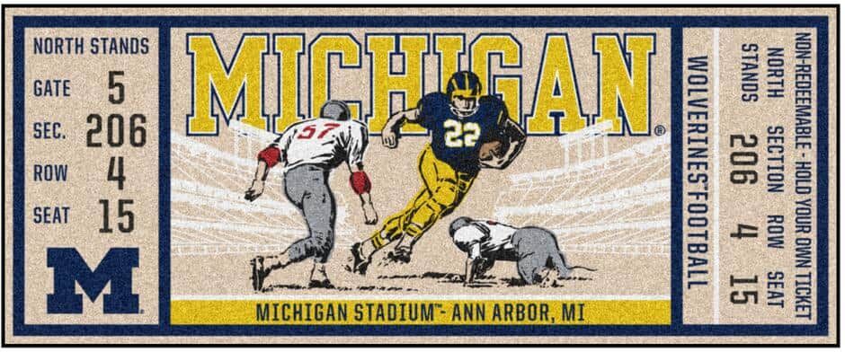 FANMATS NCAA University of Michigan 30 in. x 72 in. Indoor Ticket Runner Rug