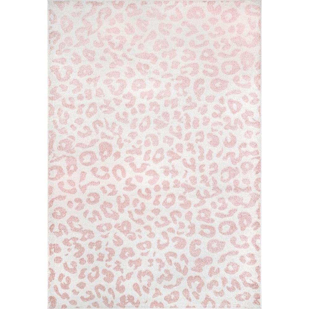 nuLOOM Sebastian Leopard Print Baby Pink 6 ft. 7 in. x 9 ft. Indoor Area Rug