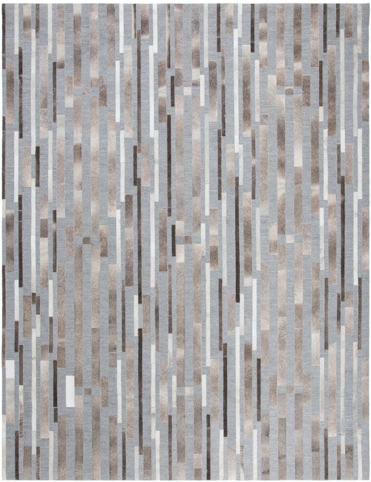 SAFAVIEH Studio Leather Ivory Gray 8 ft. x 10 ft. Abstract Geometric Area Rug