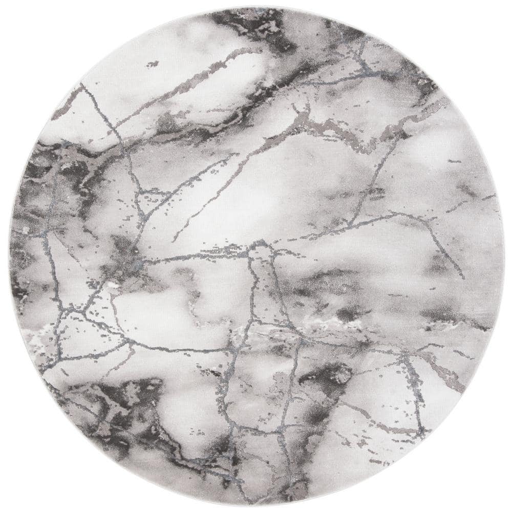 SAFAVIEH Craft Gray/Silver 5 ft. x 5 ft. Round Abstract Distressed Area Rug