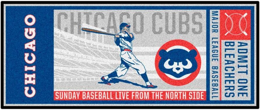 FANMATS Chicago Cubs Gray 2 ft. 6 in. x 6 ft. Ticket Runner Rug