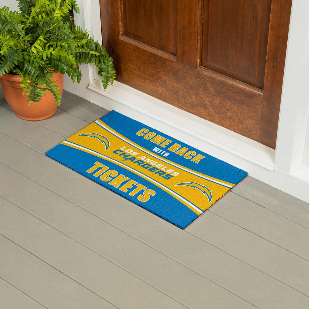 Evergreen Los Angeles Chargers 28 in. x 16 in. PVC "Come Back With Tickets" Trapper Door Mat