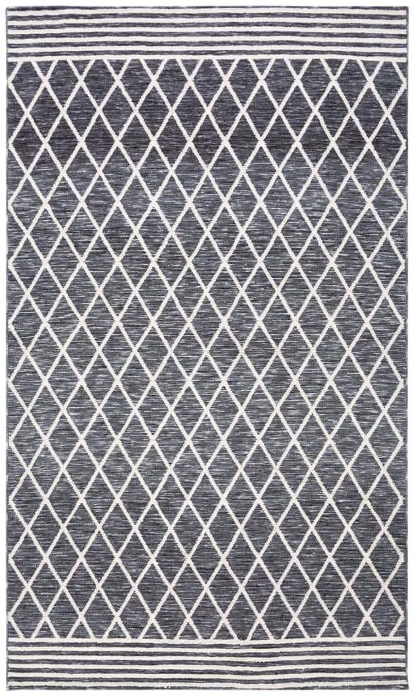 SAFAVIEH Easy Care Grey/Ivory 6 ft. x 9 ft. Machine Washable Striped Geometric Abstract Area Rug