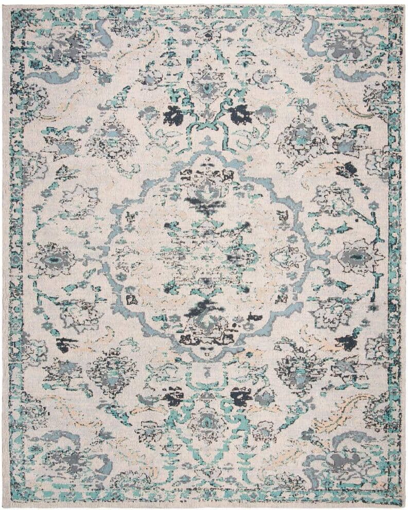 SAFAVIEH Classic Vintage Gray/Turquoise 8 ft. x 10 ft. Antique Floral Area Rug