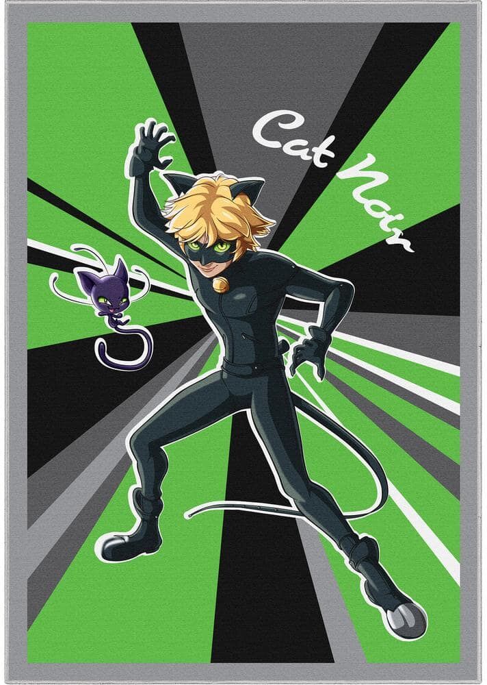 Well Woven Miraculous Ladybug Cat Noir Green 5 ft. x 7 ft. Area Rug