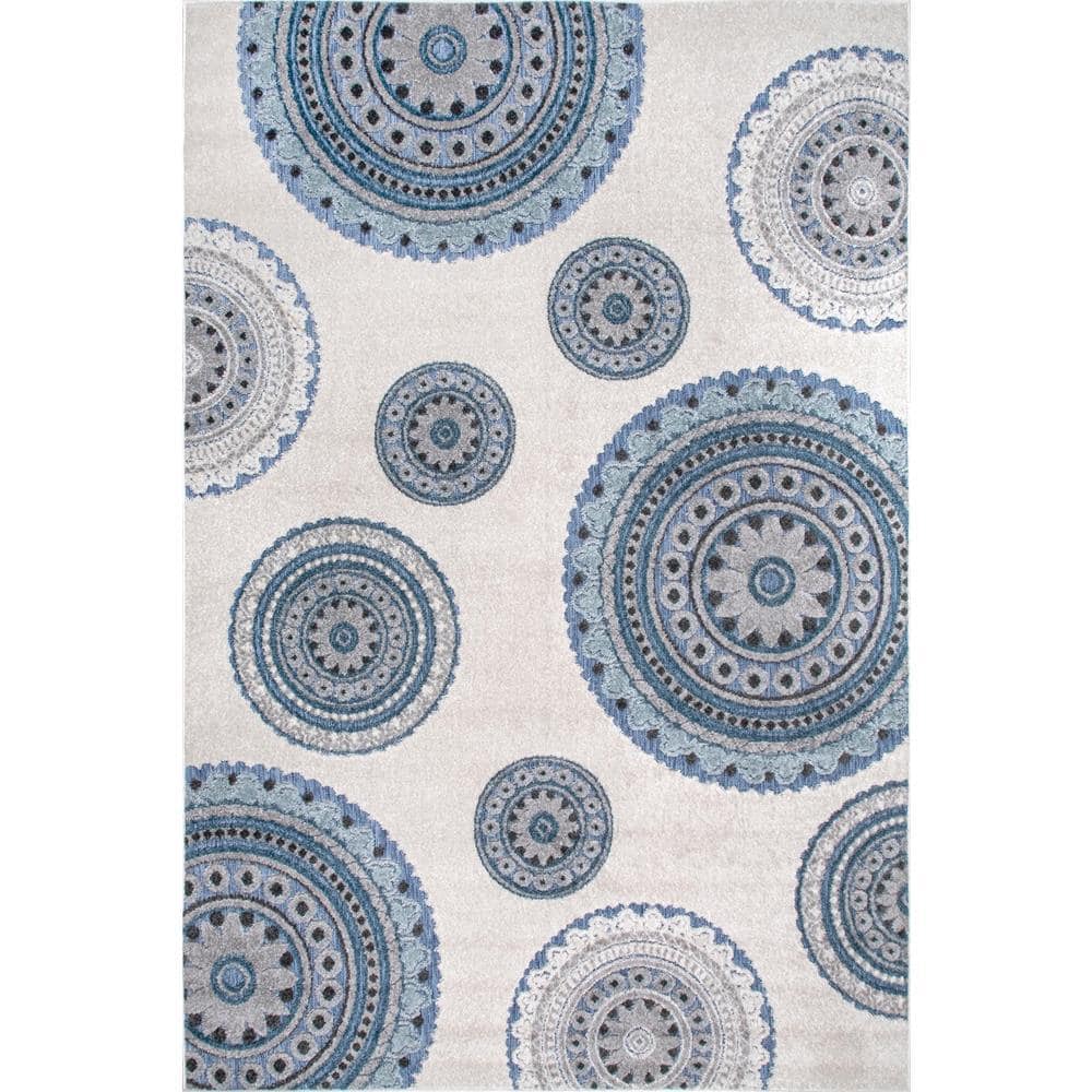 nuLOOM Andi Textured Blue 7 ft. 10 in. x 10 ft. Indoor/Outdoor Patio Area Rug