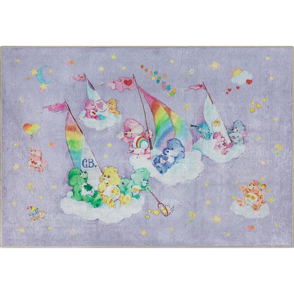 Well Woven Care Bears Sailing On Clouds Lavendar 3 ft. 3 in. x 5 ft. Area Rug