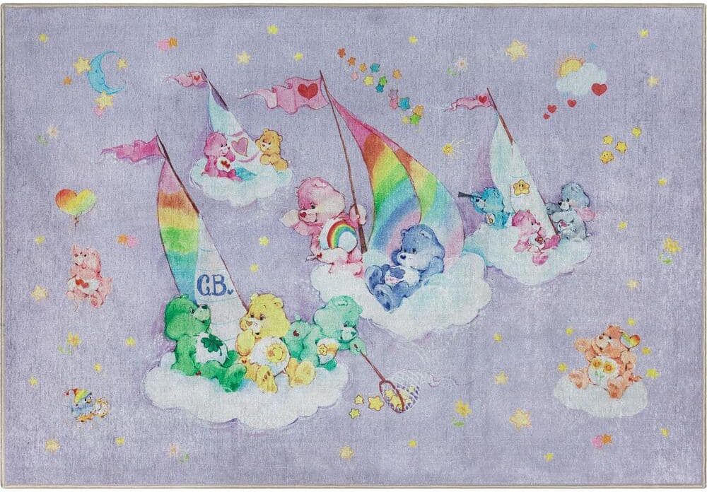 Well Woven Care Bears Sailing On Clouds Lavendar 6 ft. x 9 ft. Area Rug