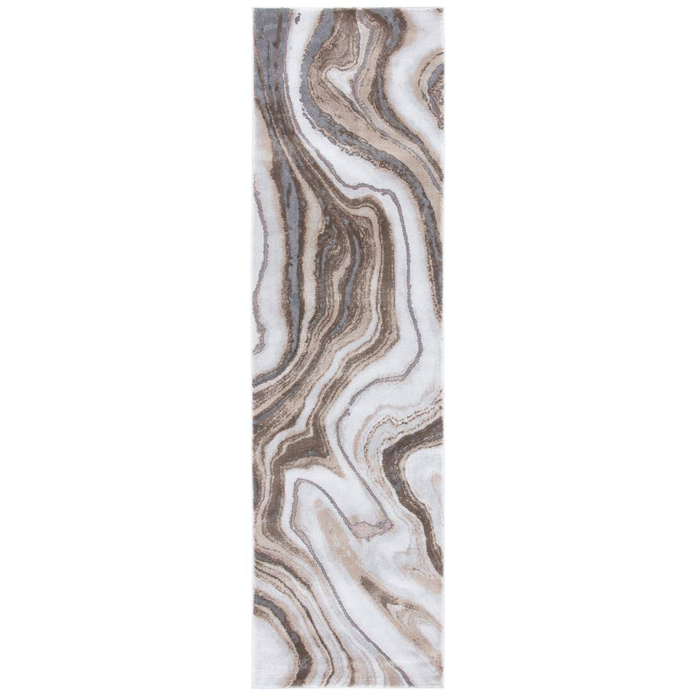 SAFAVIEH Craft Gold/Gray 2 ft. x 12 ft. Marbled Abstract Runner Rug