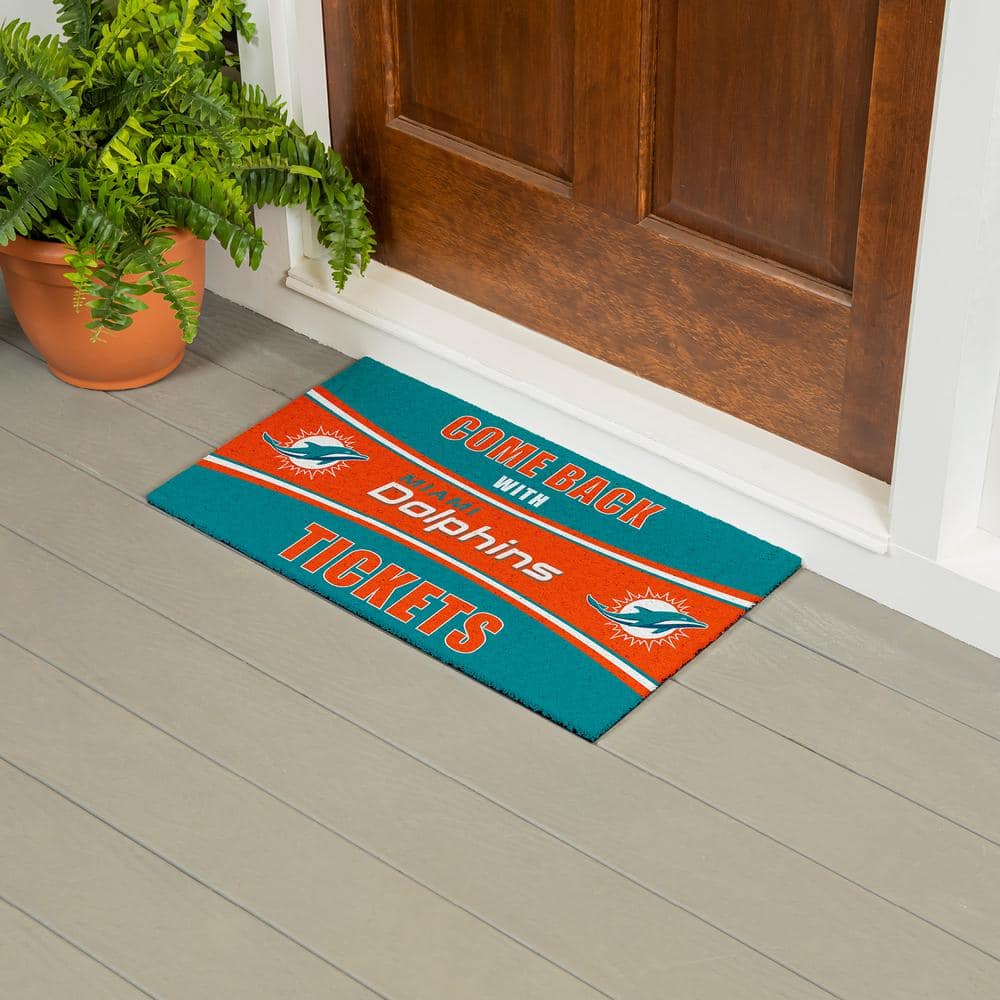 Evergreen Miami Dolphins 28 in. x 16 in. PVC "Come Back With Tickets" Trapper Door Mat