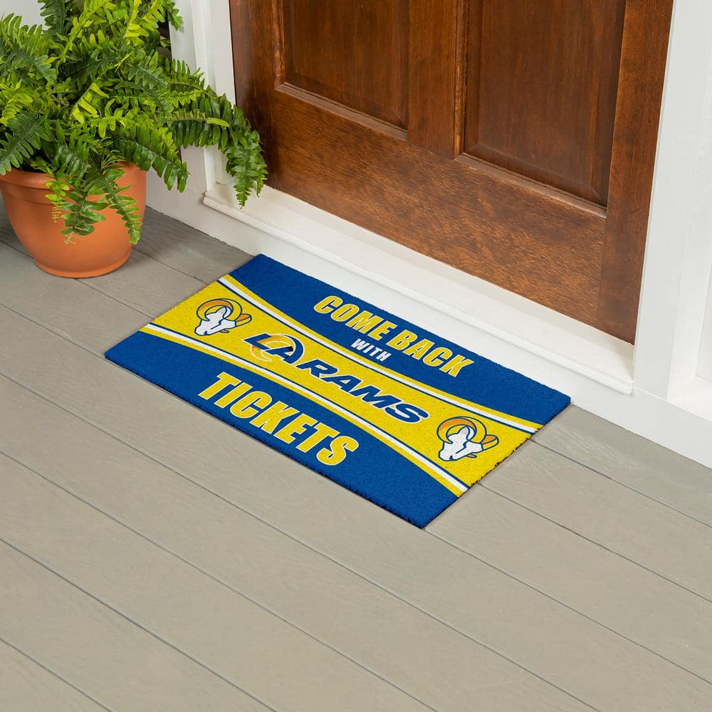 Evergreen Los Angeles Rams 28 in. x 16 in. PVC "Come Back With Tickets" Trapper Door Mat