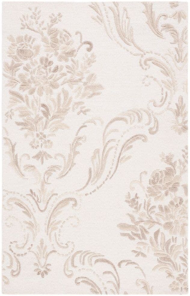 SAFAVIEH Jardin Ivory/Beige 8 ft. x 10 ft. Floral Solid Color Area Rug