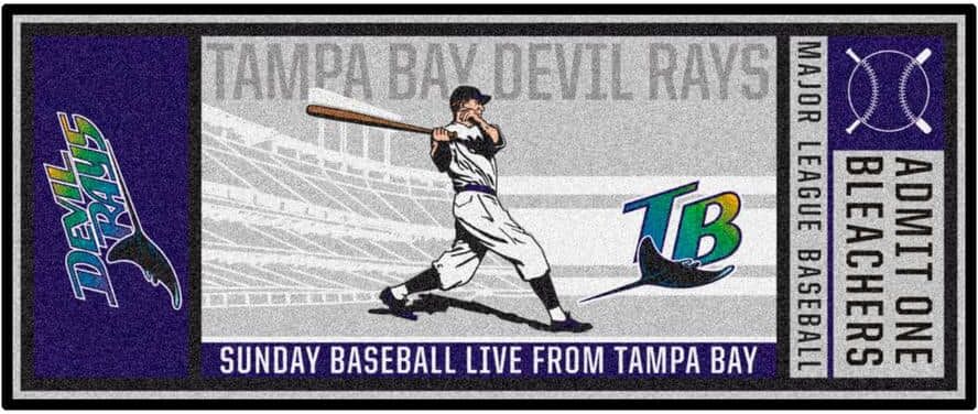 FANMATS Tampa Bay Devil Rays Gray 2 ft. 6 in. x 6 ft. Ticket Runner Area Rug