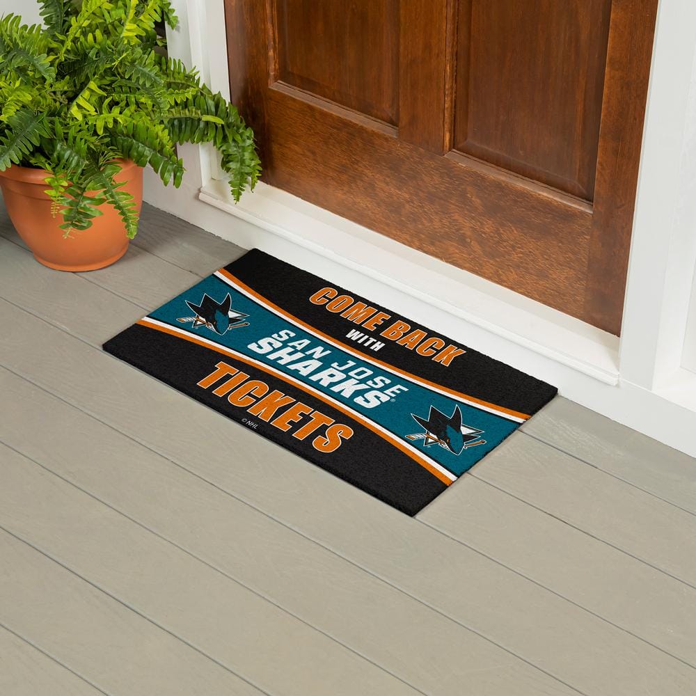 Evergreen San Jose Sharks 28 in. x 16 in. PVC "Come Back With Tickets" Trapper Door Mat
