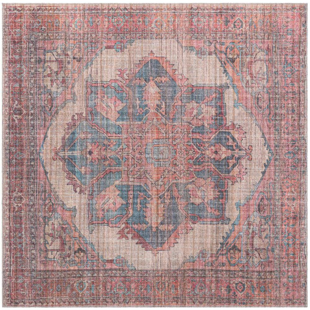 Unique Nostalgia Ella Antique Beige 7 ft. Square Machine Washable Area Rug