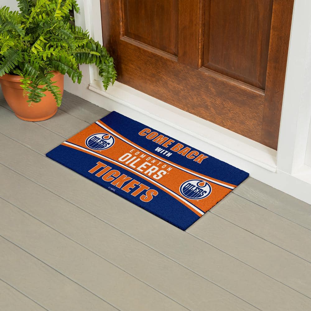 Evergreen Edmonton Oilers 28 in. x 16 in. PVC "Come Back With Tickets" Trapper Door Mat