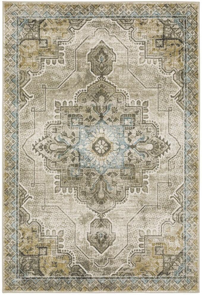 AVERLEY HOME Virginia Gray 9 ft.10 in. x 12 ft. 10 in. Medallion Area Rug